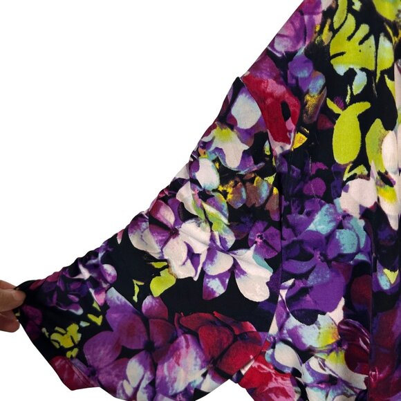 Style & Co  XL Floral Print Top 3/4 Sleeve Purple Multi-Color Polyester Spandex - Picture 12 of 12